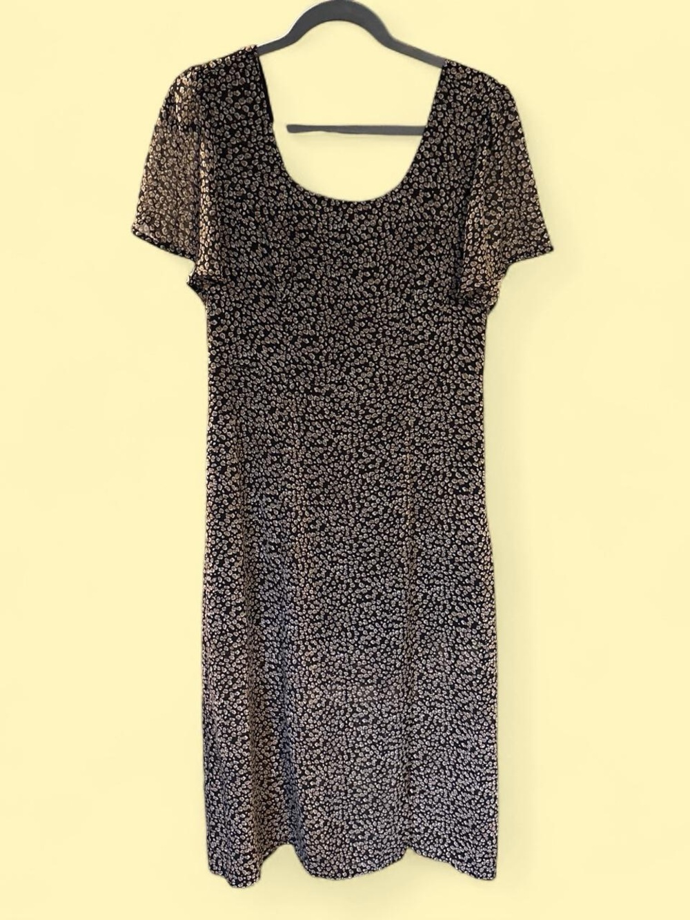 Very J Black Mini Animal Print Scoop-Neck Midi Dress